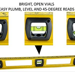 Swanson Tool Co PL0024 24 inch Speedlite Ruled-Edge Composite Level with Inches/Metric Marks (60 cm) 3 Bubble Vials for 0°/90°/45° Measurements,Yellow