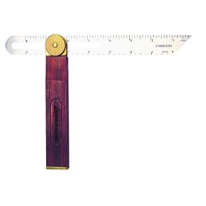 swanson tool co ts149 9 inch sliding t-bevel with brass bound hardwood handle and inches/metric marks (22 cm)