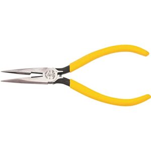 klein tools d203-6c standard long nose cutting pliers with spring, 6-inch