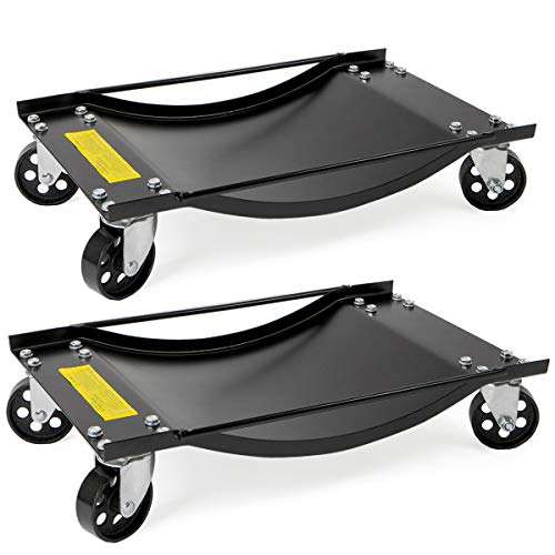 Stark Set of 2-Pieces Moving Wheel Dolly Tire Skates Swivel Ball Bearing Auto Shop Jack Lift Move, Black