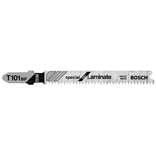 BOSCH T101BIF 5-Piece 3-1/4 In. 14 TPI Special Laminate Cutting T-Shank Jig Saw Blades, Silver