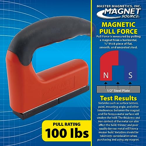 Master Magnetics Strong Magnet with Ergonomic Handle - 100 lb Pull Force, Red, 07501