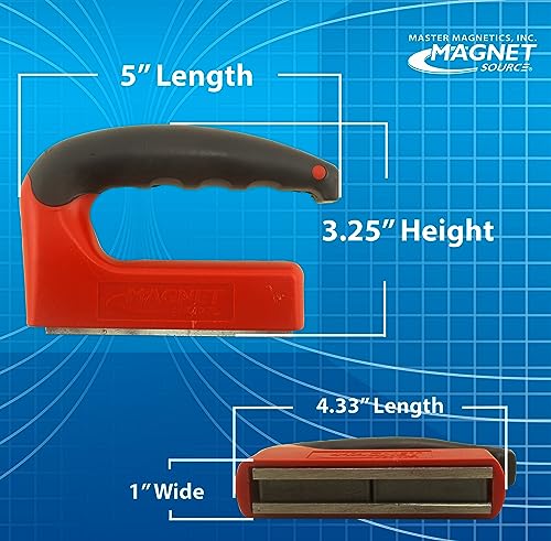 Master Magnetics Strong Magnet with Ergonomic Handle - 100 lb Pull Force, Red, 07501