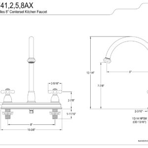 Kingston Brass KB3745AX Restoration 8-inch Centerset Kitchen Faucet without Sprayer, Oil Rubbed Bronze