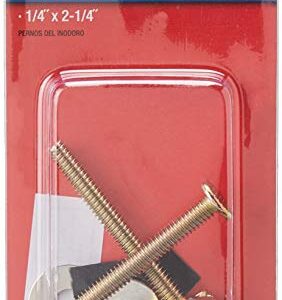 DANCO Brass Closet Bolts with Nuts and Washers Toilet Bolt Set, 1/4 inch x 2-1/4 inch, Brass, 2-Set (80156)