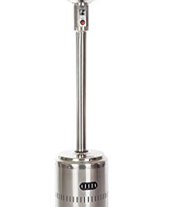 Fire Sense 01775 Performance Series Patio Heater With Wheels 50,000 BTU Output Electronic Ignition System Portable Outdoor Propane Heater For Commercial & Residential - Unpainted Stainless Steel