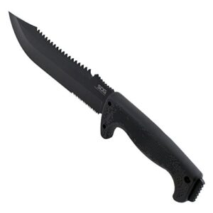 SOG Jungle Primitive Fixed Blade- Field and Camping Tactical Machete with Sheath for Clearing Brush, Full Tang Survival Knife 15.3 Inches (F03TN-CP), Steel,Black