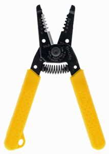 ideal electrical 45-120 t-5 t-stripper - 10-20 awg, yellow wire stripper with looping holes, plier nose, spring loaded automatic opening,black