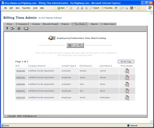 Billing Time 2.0 - Time Sheet Management (Windows 2000 / NT / XP)