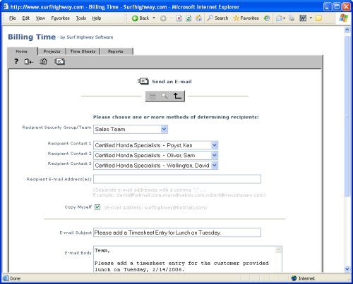 Billing Time 2.0 - Time Sheet Management (Windows 2000 / NT / XP)