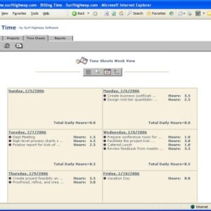 Billing Time 2.0 - Time Sheet Management (Windows 2000 / NT / XP)