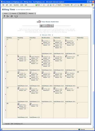 Billing Time 2.0 - Time Sheet Management (Windows 2000 / NT / XP)