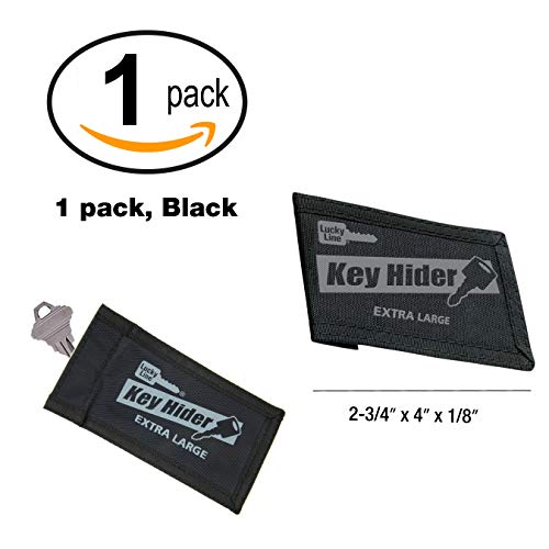 Lucky Line Key Hider Pouch, Velcro Nylon Adhesive, Extra Large (91301),Black