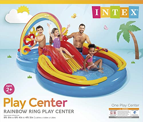 Intex Rainbow Ring Inflatable Play Center, 117" X 76" X 53", For Ages 2+