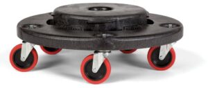rubbermaid commercial fg264043 hdpe brute quiet dolly for container, 250 lbs capacity, 18.25" diameter x 6.63" height, black