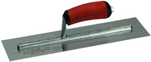 marshalltown finishing trowel, 14 by 3 inch, perfect for spackling, sheetrock, stucco, concrete, eifs and more, durasoft curved handle, high carbon steel blade, xtralite mounting, mxs57d