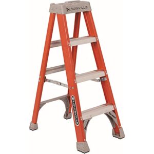 louisville ladder fs1504 4' fiberglass step ladder, 4 feet, orange