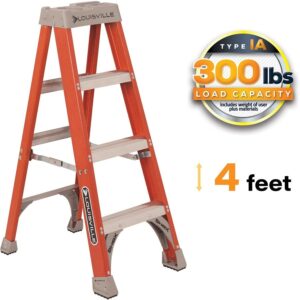 Louisville Ladder FS1504 4' Fiberglass Step Ladder, 4 feet, Orange