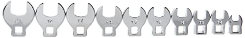 Performance Tool W452 10-Piece Metric Open End Crowfoot Wrench Set,Silver