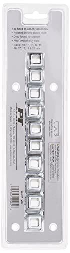 Performance Tool W452 10-Piece Metric Open End Crowfoot Wrench Set,Silver