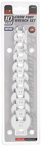 Performance Tool W452 10-Piece Metric Open End Crowfoot Wrench Set,Silver