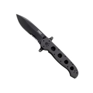 crkt m21-14sf edc folding pocket knife: special forces everyday carry, black serrated edge blade, veff serrations, automated liner safety, dual hilt, aluminum handle, pocket clip