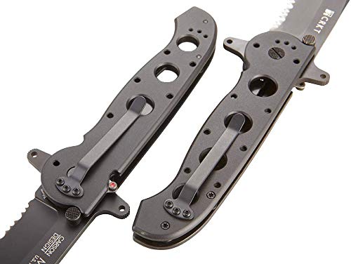 CRKT M21-14SF EDC Folding Pocket Knife: Special Forces Everyday Carry, Black Serrated Edge Blade, Veff Serrations, Automated Liner Safety, Dual Hilt, Aluminum Handle, Pocket Clip