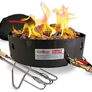 Camp Chef Compact Fire Ring Portable Propane Gas Fire Pit with Carry Kit, 15-Inch Diameter, 55,000 BTU