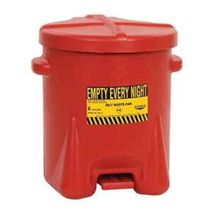 eagle 933-fl oily waste polyethylene safety can with foot lever, 6 gallon capacity, red
