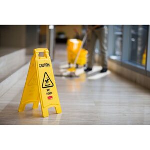 Rubbermaid Commercial Products 26 Inch "Caution Wet Floor" Sign, 2-Sided, Yellow (FG611277YEL), 1.5 x 11 x 26.5