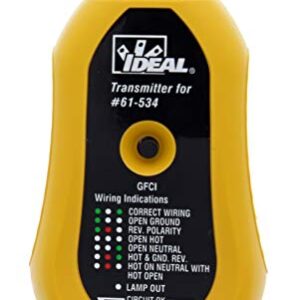 IDEAL INDUSTRIES INC. 61-534 Digital Circuit Breaker Finder with Digital Receiver and GFCI Circuit Tester,Yellow