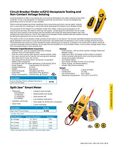 IDEAL INDUSTRIES INC. 61-534 Digital Circuit Breaker Finder with Digital Receiver and GFCI Circuit Tester,Yellow