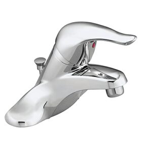 moen chateau chrome one-handle low-arc centerset bathroom sink faucet with drain assembly, l4621