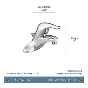 Moen Chateau Chrome One-Handle Low-Arc Centerset Bathroom Sink Faucet with Drain Assembly, L4621