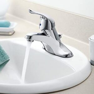 Moen Chateau Chrome One-Handle Low-Arc Centerset Bathroom Sink Faucet with Drain Assembly, L4621