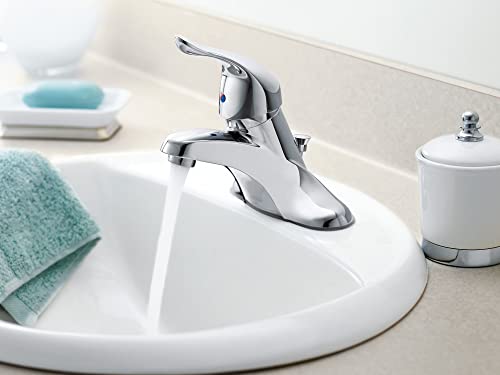 Moen Chateau Chrome One-Handle Low-Arc Centerset Bathroom Sink Faucet with Drain Assembly, L4621