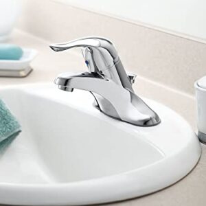 Moen Chateau Chrome One-Handle Low-Arc Centerset Bathroom Sink Faucet with Drain Assembly, L4621