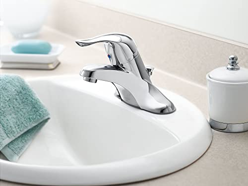 Moen Chateau Chrome One-Handle Low-Arc Centerset Bathroom Sink Faucet with Drain Assembly, L4621