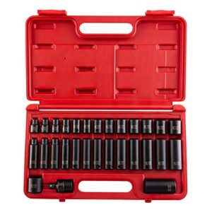 sunex 3329 3/8-inch drive standard and deep metric impact socket set, metric, standard/deep, 6-point, cr-mo, 8mm - 22mm, 29-piece