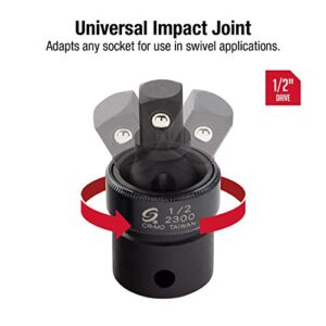 Sunex 2300, 1/2" Drive, Universal Impact Joint, Cr-Mo Steel, Radius Corner Design, Flexible, Meets ANSI Standards