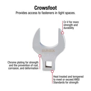 Sunex 9720A 1/2-Inch Drive Jumbo SAE Crowfoot Wrench Set, 1-Inch - 1-3/8-Inch, Fully Polished, 7-Piece (Includes Storage Rail)