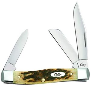 case medium amberbone cv stockman pocket knife, chrome