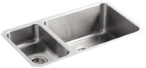 kohler k-3174-l-na undertone high/low undercounter kitchen sink, stainless steel