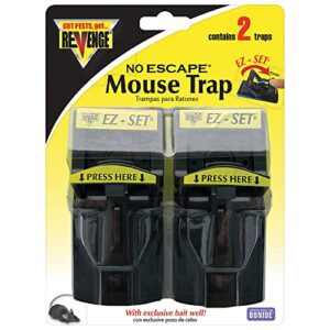 bonide 47080 traps, revenge no escape mouse, pack of 2 reusable large bait well for effective rodent control indoors and outdoors, 2-1/4 in oah x 1-3/4 in oaw x 4-1/4 in oad