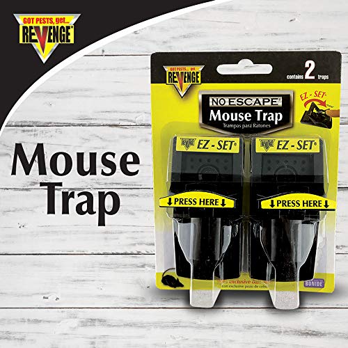 Bonide 47080 Traps, Revenge No Escape Mouse, Pack of 2 Reusable Large Bait Well for Effective Rodent Control Indoors and Outdoors, 2-1/4 in OAH x 1-3/4 in OAW x 4-1/4 in OAD