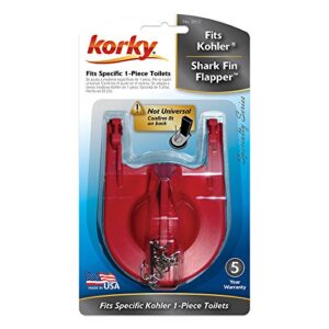 Korky 2012BP Shark Fin Repairs-Replaces Kohler Parts 84138, 84314, 85655 and 89825-Made in USA, Fits Specific 1 Piece Toilets, Red