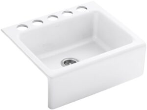 kohler k-6573-5u-0 alcott apron-front, undercounter kitchen sink, white