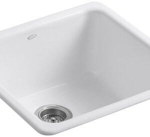 KOHLER K-6587-0 Iron/Tones Self-Rimming Undercounter Kitchen Sink, White
