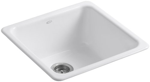 KOHLER K-6587-0 Iron/Tones Self-Rimming Undercounter Kitchen Sink, White