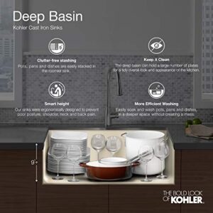KOHLER K-6587-0 Iron/Tones Self-Rimming Undercounter Kitchen Sink, White